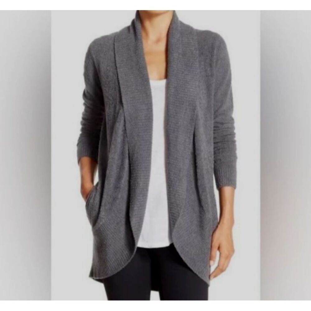 Barefoot Dreams CozyChic Lite Circle Cardigan Size XS/S Open Front Gray Pockets